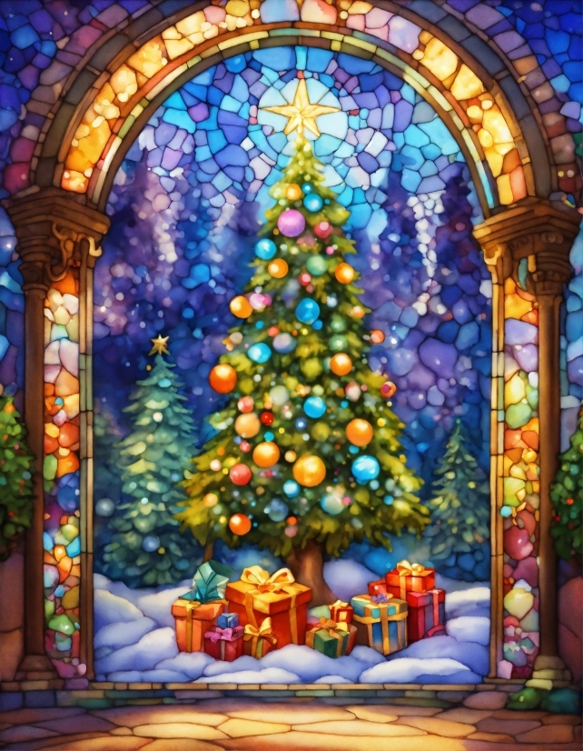 Christmas Tree, Christmas Ornament, Property, Window, Light, Plant