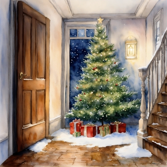 Christmas Tree, Christmas Ornament, Property, Wood, Plant, Branch