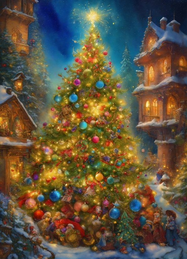 Christmas Tree, Christmas Ornament, Sky, Holiday Ornament, World, Branch