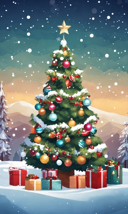 Christmas Tree, Christmas Ornament, Sky, Light, Nature, World
