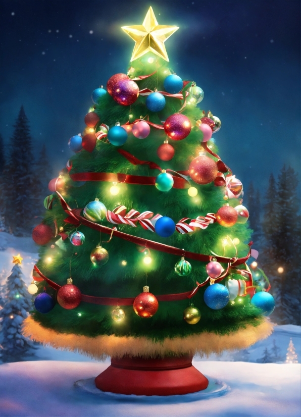 Christmas Tree, Christmas Ornament, Sky, World, Nature, Branch