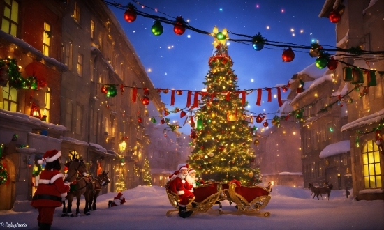 Christmas Tree, Christmas Ornament, Snow, Light, Sky, Nature