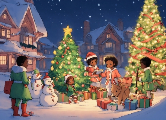 Christmas Tree, Christmas Ornament, Snowman, Snow, Lighting, World