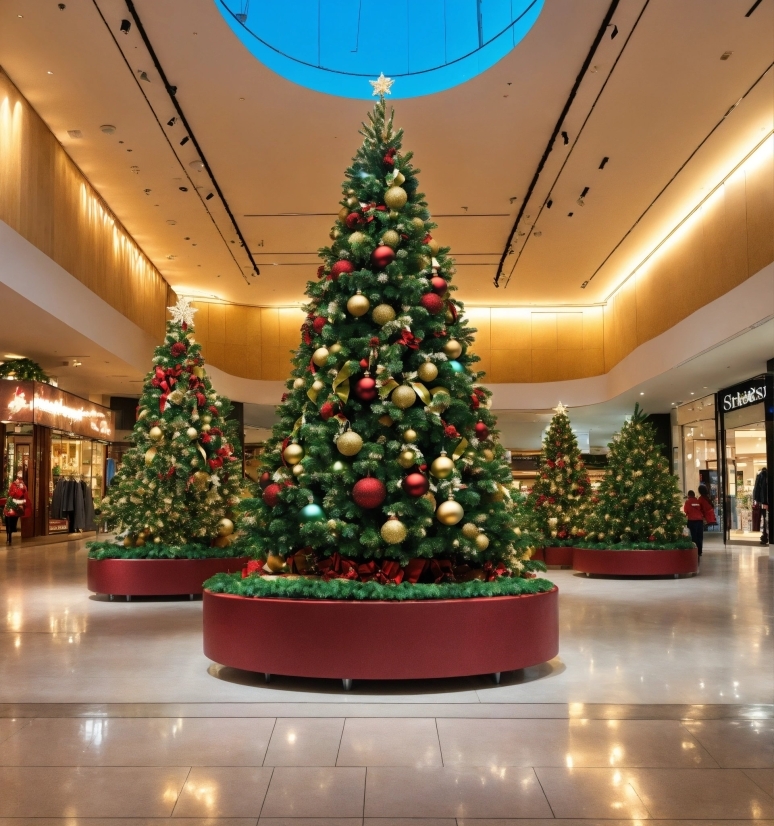 Christmas Tree, Christmas Ornament, White, Decoration, Architecture, Lighting