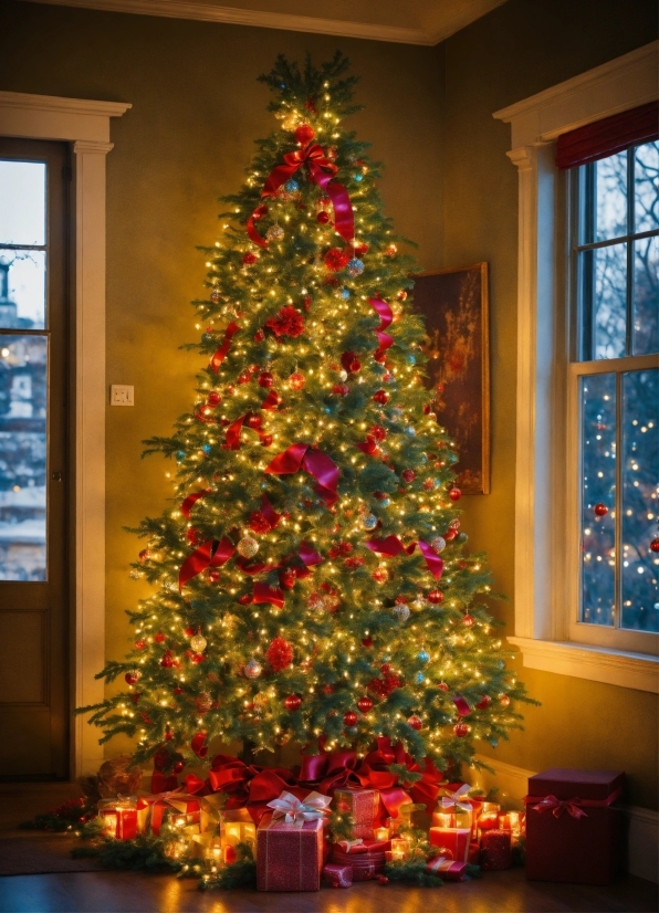 Christmas Tree, Christmas Ornament, Window, Holiday Ornament, Wood, Tree