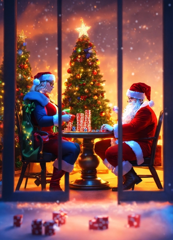 Christmas Tree, Christmas Ornament, Window, Light, Purple, Interior Design