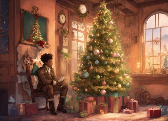 Christmas Tree, Christmas Ornament, Window, Lighting, Holiday Ornament, Plant