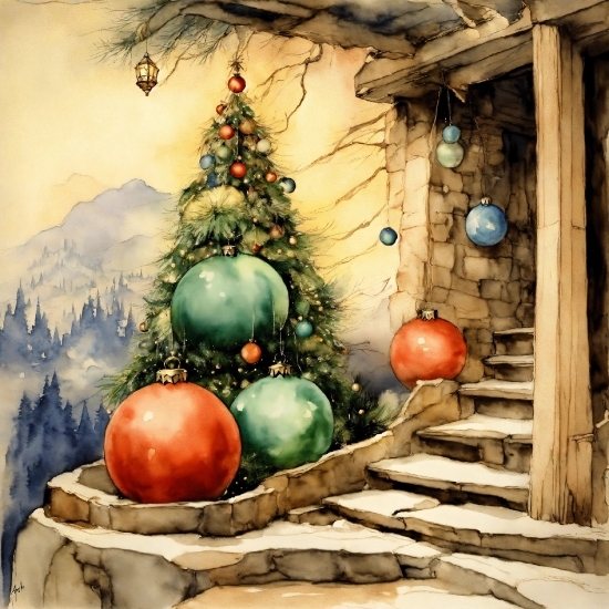 Christmas Tree, Christmas Ornament, Wood, Branch, Plant, Holiday Ornament