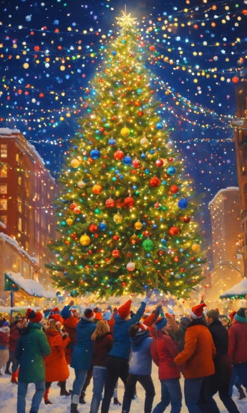 Christmas Tree, Christmas Ornament, World, Light, Building, Lighting