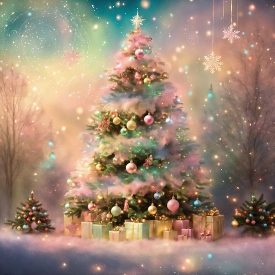 Christmas Tree, Christmas Ornament, World, Snow, Sky, Light