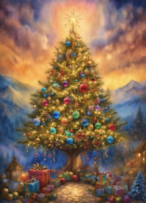 Christmas Tree, Cloud, World, Christmas Ornament, Sky, Plant