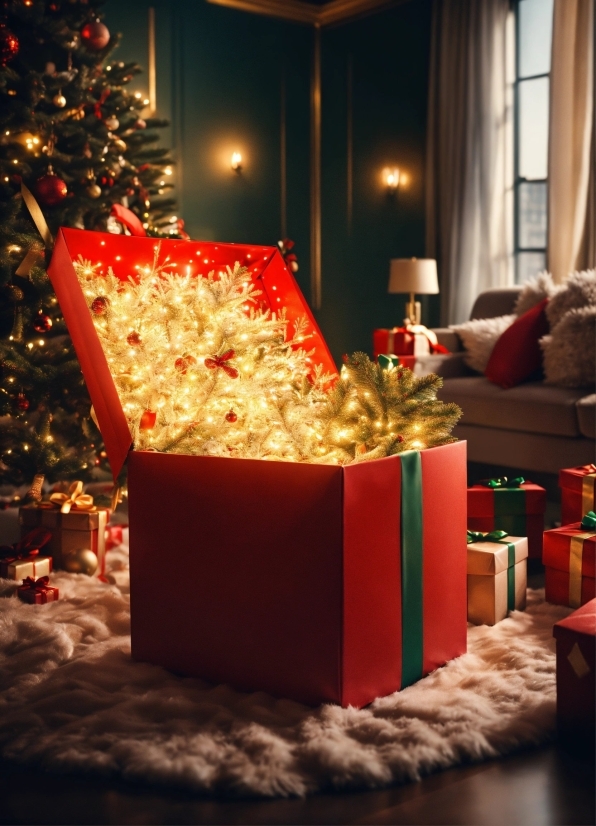 Christmas Tree, Decoration, Light, Lighting, Wood, Window