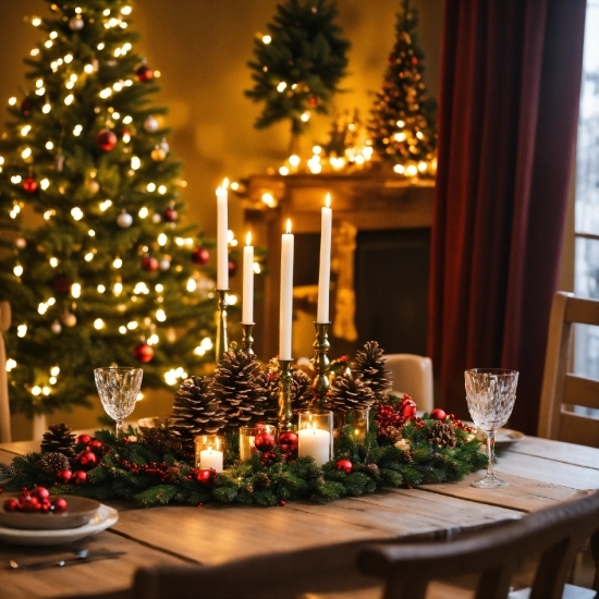 Christmas Tree, Decoration, Table, Christmas Ornament, Window, Plant