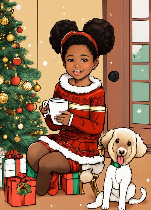Christmas Tree, Dog, Happy, Carnivore, Smile, Companion Dog