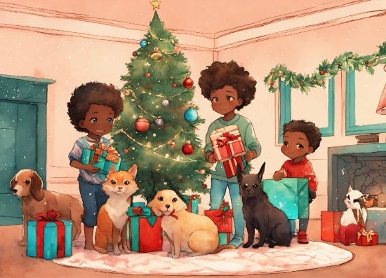 Christmas Tree, Dog, Toy, Christmas Ornament, Carnivore, Interior Design