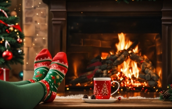 Christmas Tree, Fire, Gas, Christmas Ornament, Fireplace, Event