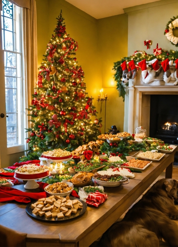 Christmas Tree, Food, Property, Christmas Ornament, Window, Table
