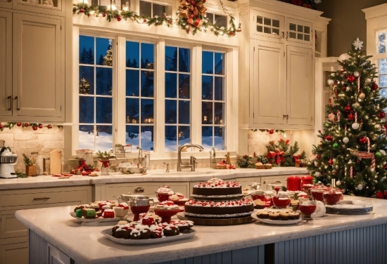 Christmas Tree, Food, Table, Decoration, Plant, Window