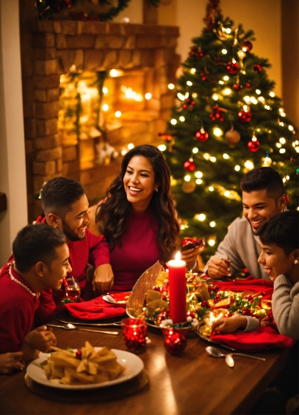 Christmas Tree, Food, Tableware, Table, Smile, Candle