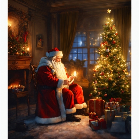 Christmas Tree, Furniture, Christmas Ornament, Interior Design, Window, Christmas Decoration
