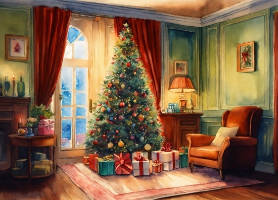 Christmas Tree, Furniture, Christmas Ornament, Wood, Decoration, Tree