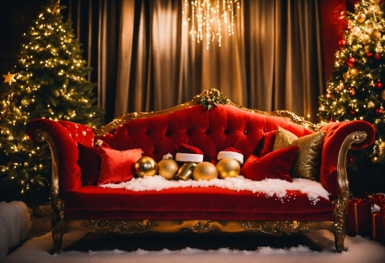 Christmas Tree, Furniture, Couch, Decoration, Light, Lighting
