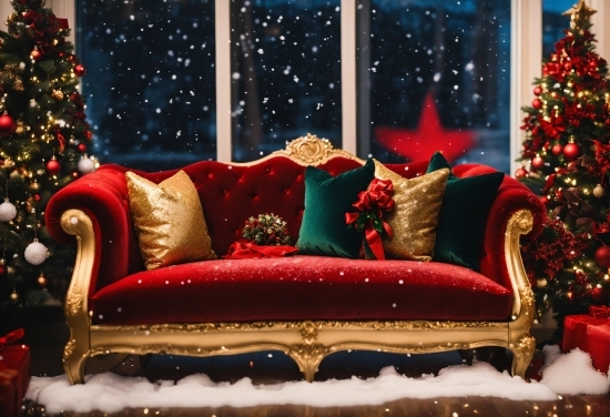 Christmas Tree, Furniture, Decoration, Couch, Light, Nature