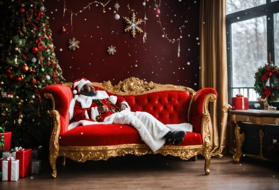 Christmas Tree, Furniture, Decoration, Couch, Window, Interior Design