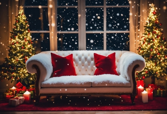 Christmas Tree, Furniture, Decoration, Light, Couch, Interior Design