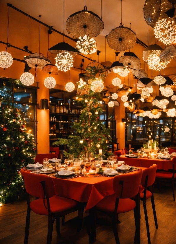 Christmas Tree, Furniture, Decoration, Table, Light, Chair
