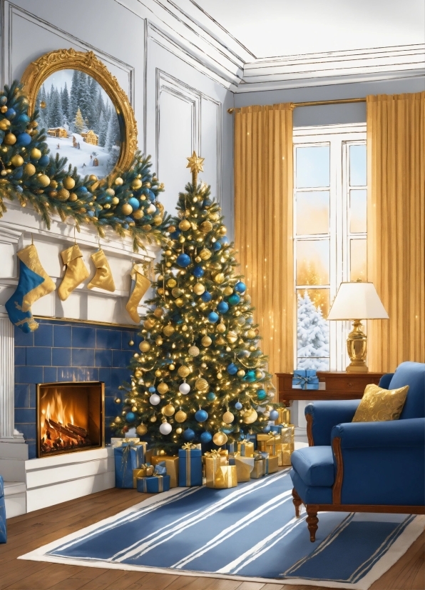 Christmas Tree, Furniture, Decoration, Window, Architecture, Wood