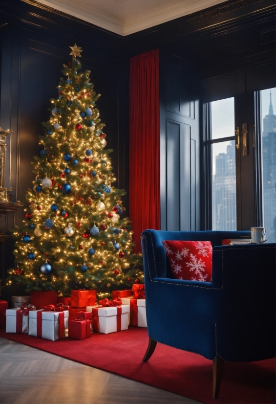 Christmas Tree, Furniture, Property, Christmas Ornament, Decoration, Interior Design