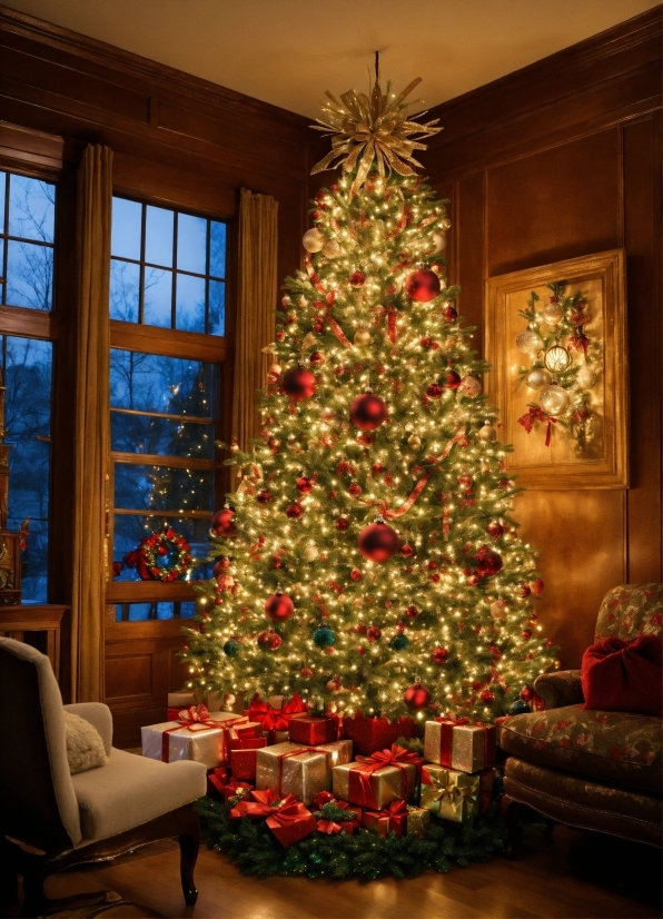 Christmas Tree, Furniture, Property, Christmas Ornament, Plant, Leaf