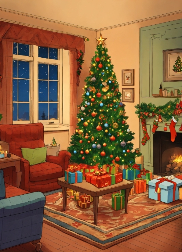 Christmas Tree, Furniture, Property, Christmas Ornament, Wood, Holiday Ornament