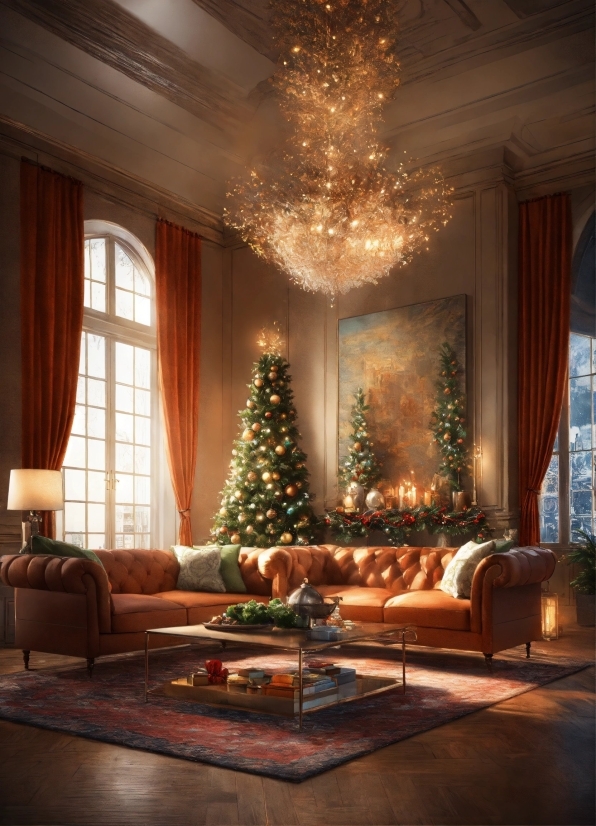 Christmas Tree, Furniture, Property, Couch, Decoration, Window