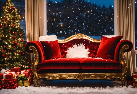 Christmas Tree, Furniture, Property, Couch, Light, Decoration