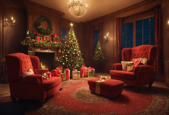 Christmas Tree, Furniture, Property, Decoration, Couch, Interior Design