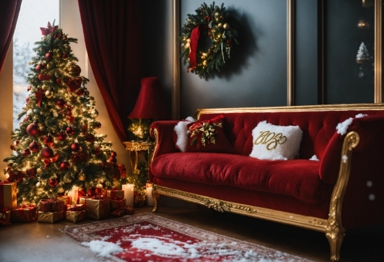 Christmas Tree, Furniture, Property, Decoration, Light, Black