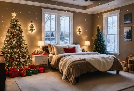 Christmas Tree, Furniture, Property, Decoration, Plant, Window