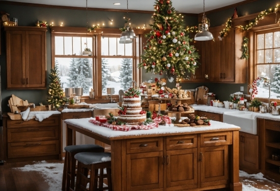Christmas Tree, Furniture, Property, Decoration, White, Window
