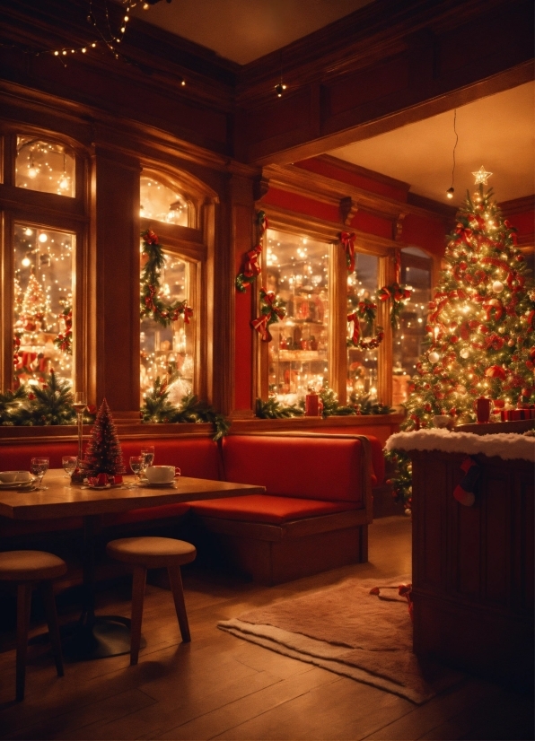 Christmas Tree, Furniture, Property, Decoration, Window, Wood