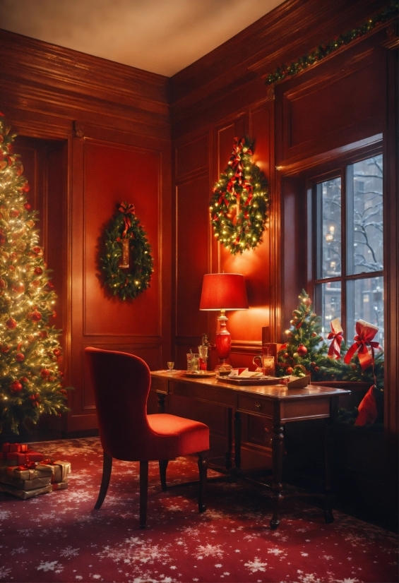 Christmas Tree, Furniture, Property, Light, Chair, Window