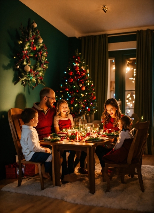 Christmas Tree, Furniture, Property, Table, Chair, Christmas Ornament