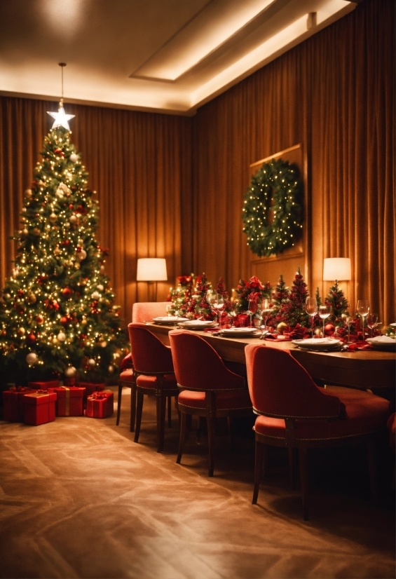 Christmas Tree, Furniture, Property, Table, Decoration, Light