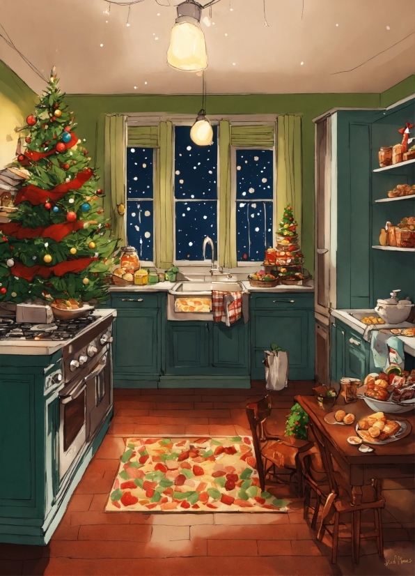 Christmas Tree, Furniture, Property, Table, Green, Decoration