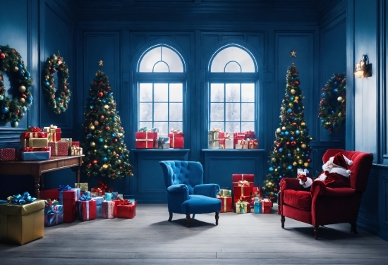 Christmas Tree, Furniture, Property, Window, Christmas Ornament, Decoration