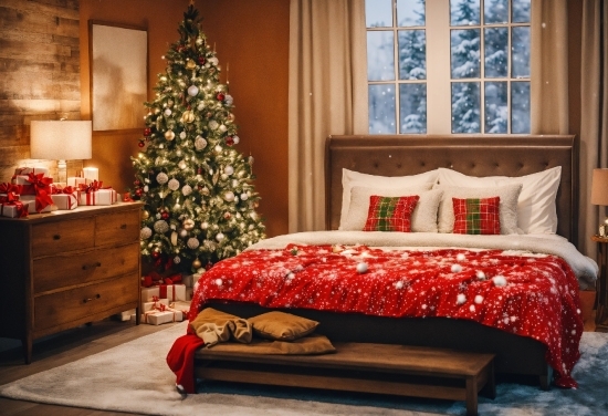Christmas Tree, Furniture, Property, Window, Decoration, Christmas Ornament