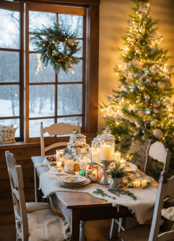 Christmas Tree, Furniture, Table, Decoration, Tableware, Christmas Ornament