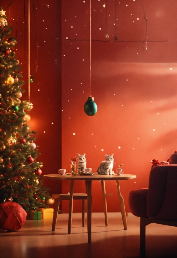 Christmas Tree, Furniture, Table, Light, Decoration, Plant