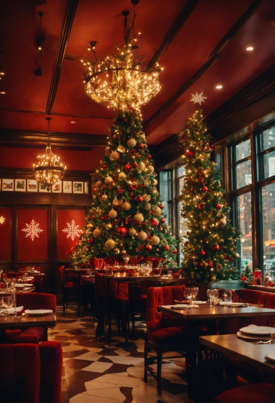 Christmas Tree, Furniture, Table, Lighting, Interior Design, Christmas Ornament